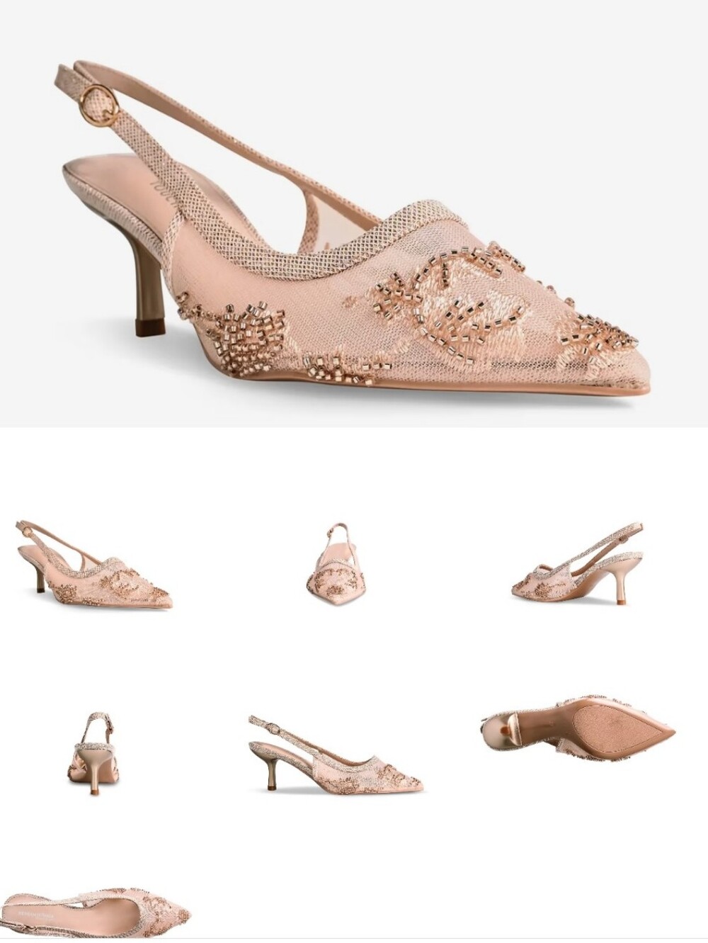 Benjamin Walk Embellished Beige Slingback Heels